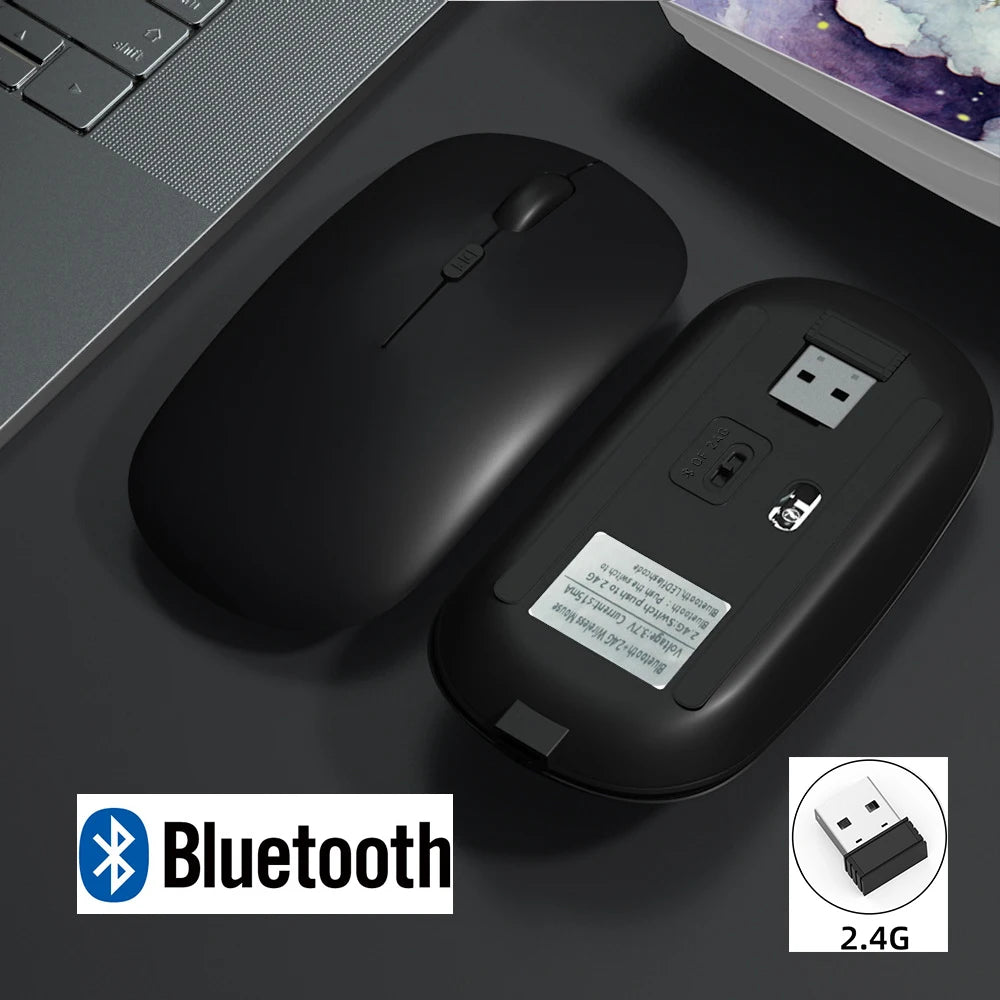 Rechargeable Wireless Bluetooth Mouse For iPad Pro 11 12.9 Air 5 4 2.4G USB Mice For Android Windows Tablet Laptop Notebook PC