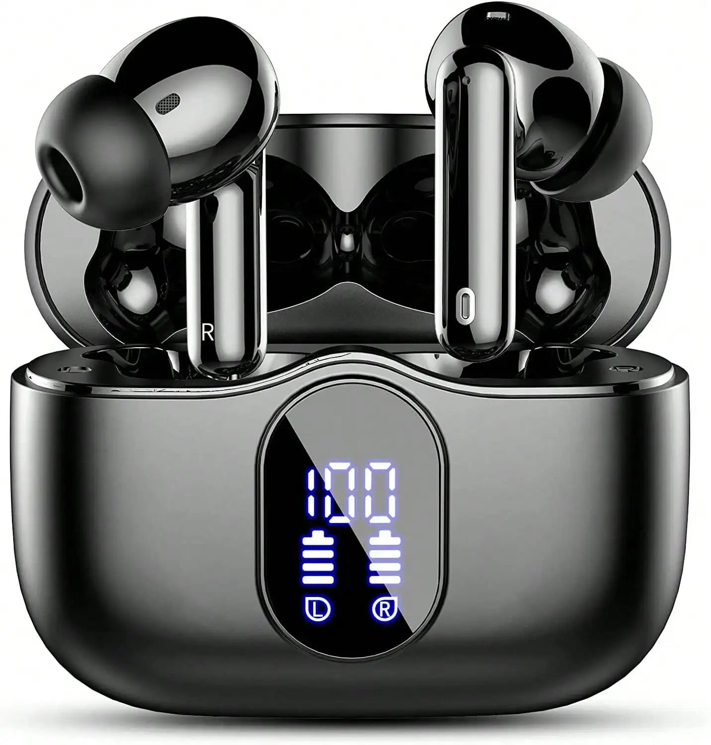 Ordtop Wireless Earbuds, Bluetooth Headphones 48H Playtime Ear Buds With LED Power Display, IPX7 Waterproof Bluetooth 5.4 Earphones In-Ear Earbuds With 4 Mic For Android IOS Cell Phone Laptop, Purple