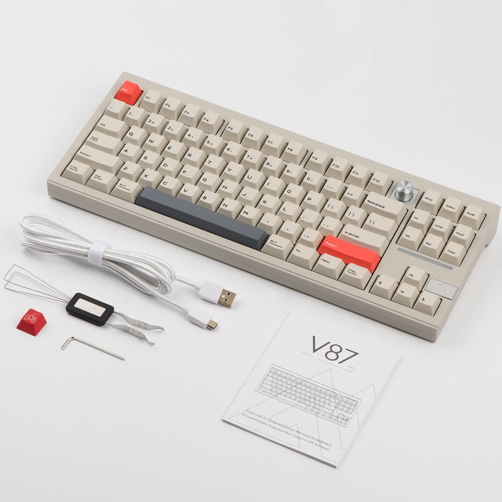 CIDOO V87 Gasket TKL Tri-Mode Bluetooth/2.4Ghz/Wired Wireless Wired VIA Programmable Mechanical Keyboard