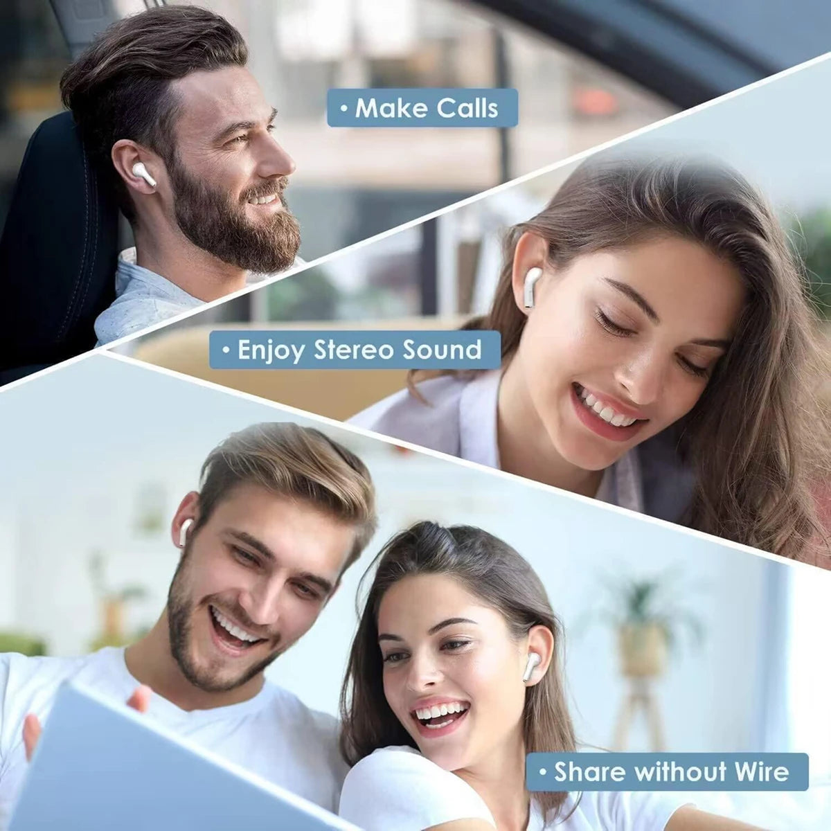 Bluetooth 5.3 Wireless Earphones 3D Stereo TWS In Ear EarBuds HiFi Music for AirPods Pro Portable Wireless Audio Headphones