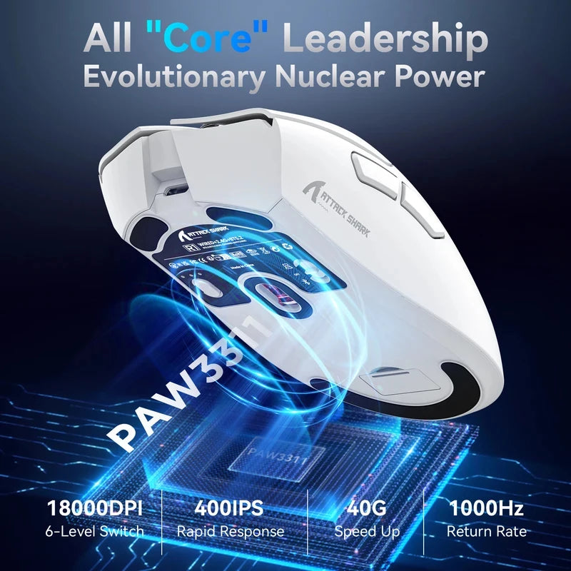 Attack Shark R1 Tri-Mode Wireless Gaming Mouse – 18000 DPI / 1000Hz, PAW3311, with Macro Support