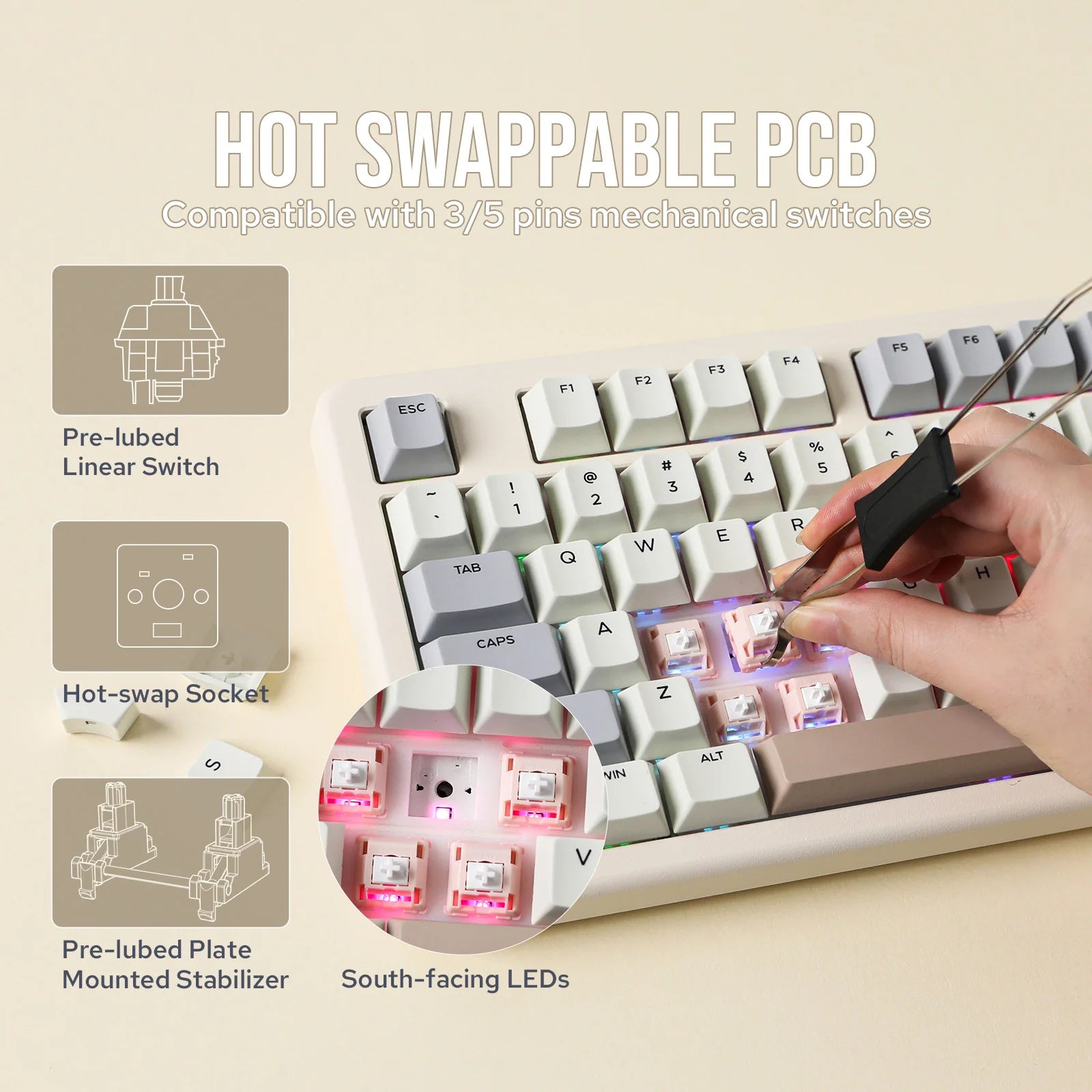 EPOMAKER Galaxy 70 75% Layout Aluminum Gasket-mounted Wired/Bluetooth/2.4G Wireless Mechanical Keyboard